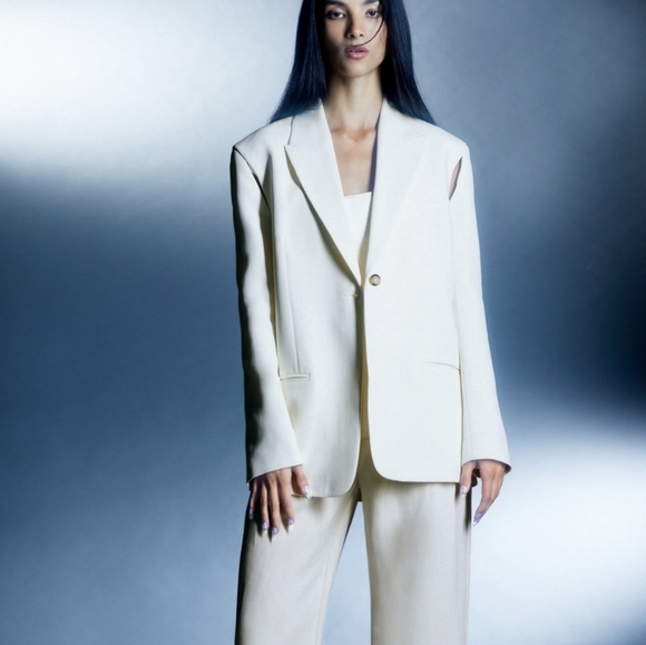 Zara Set Cut Out Oversized Blazer & Wide Pants - Picture 3 of 13